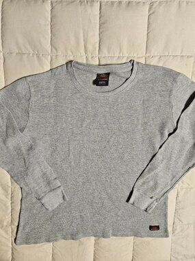 Knocker Activewear Thermal Long Sleeve Shirt Mens L Gray Waffle Knit